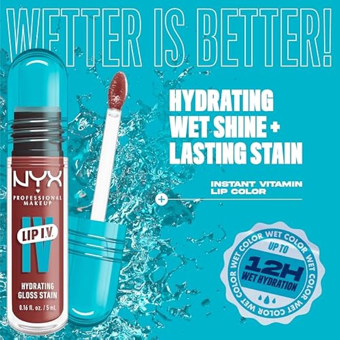 NYX Professional Makeup Lip IV Hydrating Gloss Stain, Lip Gloss, Up to 12HR Hydration, High Pigment, Wet Shine Finish, Hydra-Honey - Image 4